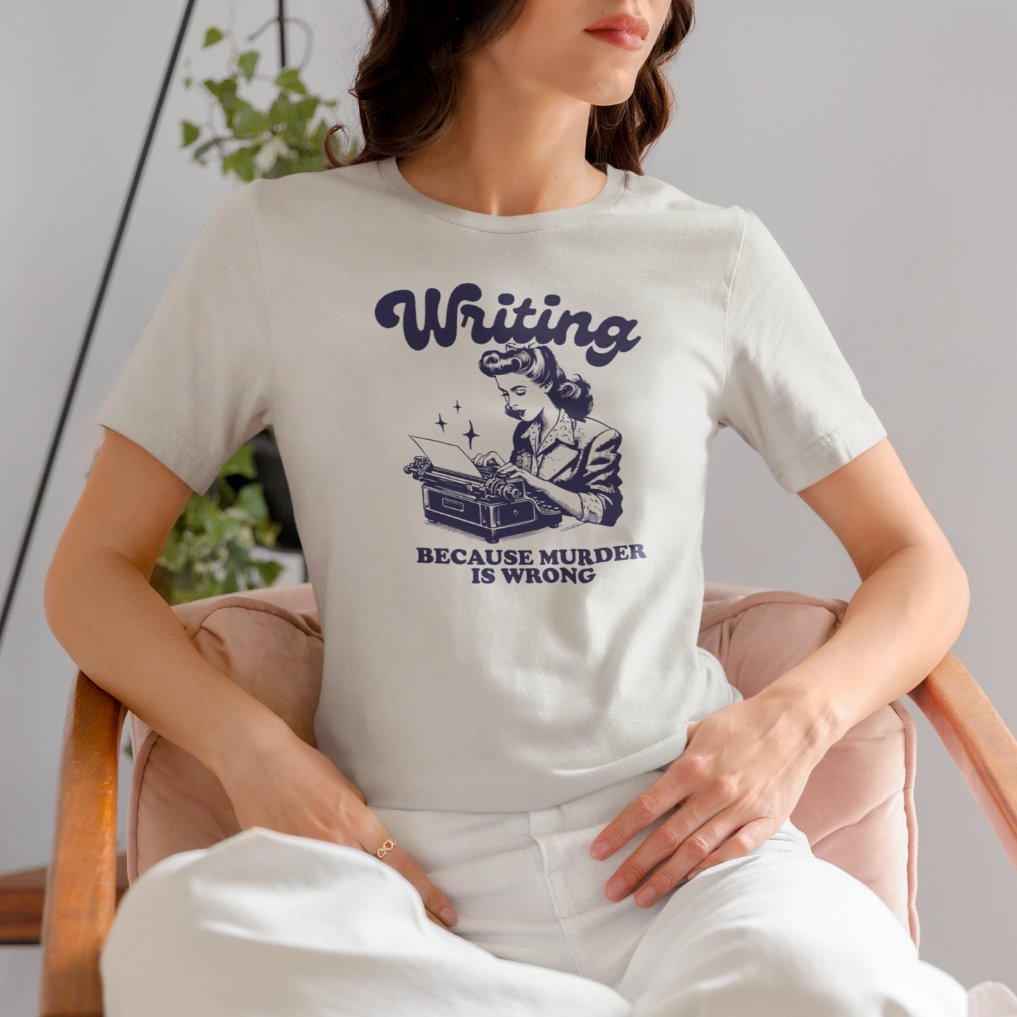 Vintage Blue Design Writing Because Murder is Wrong-Unisex Jersey Short Sleeve Tee-Bella Canvas 3001