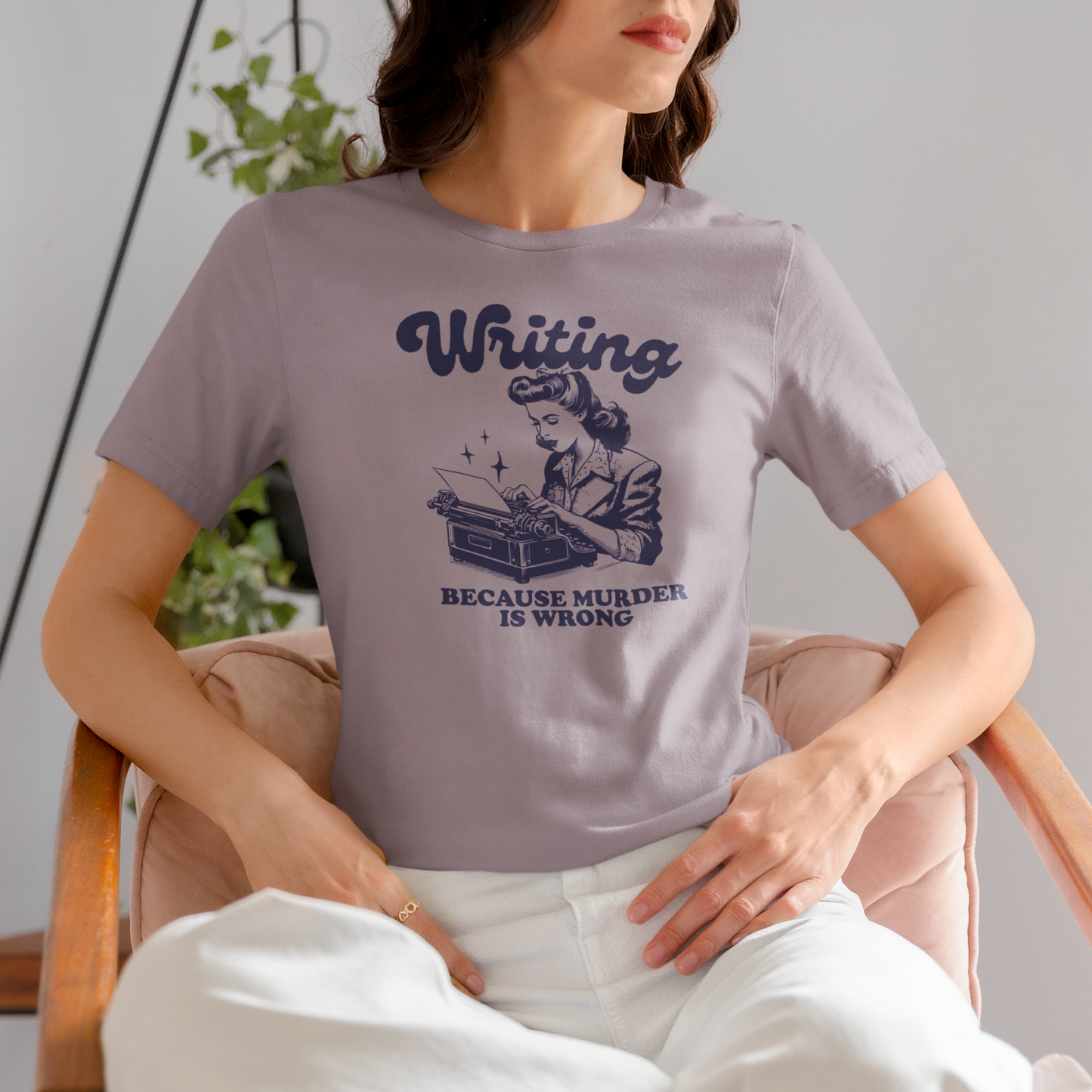 Vintage Blue Design Writing Because Murder is Wrong-Unisex Jersey Short Sleeve Tee-Bella Canvas 3001