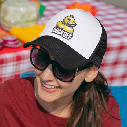 Stay Cool and Sassy at the Lake with Our Fun Summer 'Duck Off' Trucker's Hat in 4 Vibrant Colors