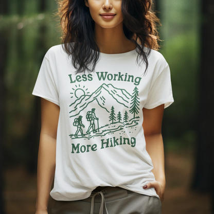 Discover Adventure in Style: Bella Canvas 3001 T-Shirt 7 Colors - Less Working More Hiking Design