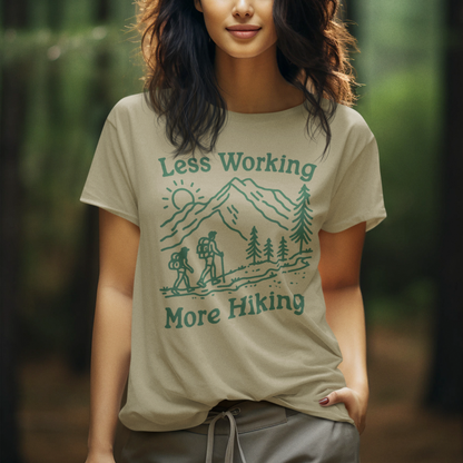 Discover Adventure in Style: Bella Canvas 3001 T-Shirt 7 Colors - Less Working More Hiking Design