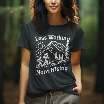 Discover Adventure in Style: Bella Canvas 3001 T-Shirt 7 Colors - Less Working More Hiking Design