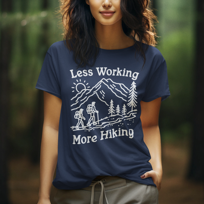 Discover Adventure in Style: Bella Canvas 3001 T-Shirt 7 Colors - Less Working More Hiking Design