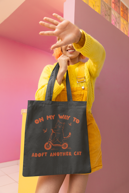 Cotton Canvas Tote Bag - Adopt Another Cat Cute Design