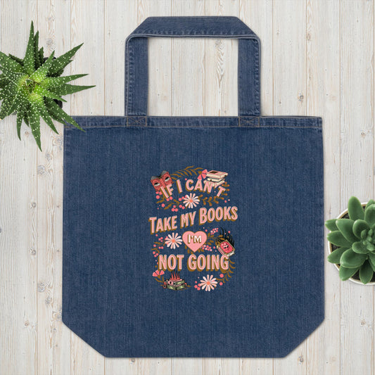 Introvert Book Lovers Organic Denim Tote Bag