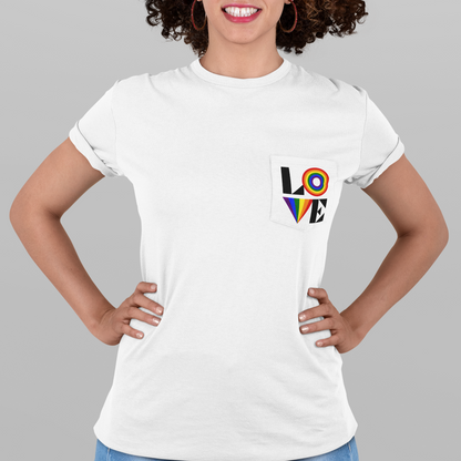 Retro LOVE Gay Pride Unisex Garment-Dyed Pocket T-Shirt in 8n colors