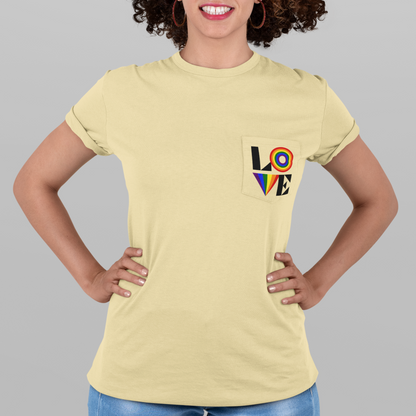 Retro LOVE Gay Pride Unisex Garment-Dyed Pocket T-Shirt in 8n colors