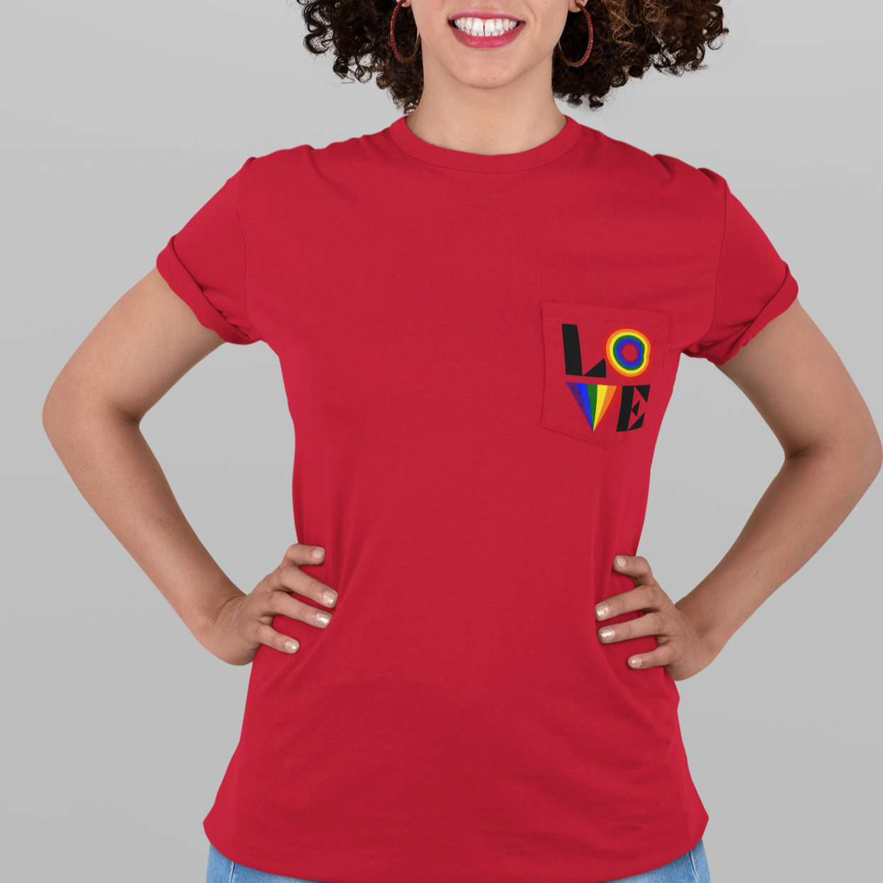 Retro LOVE Gay Pride Unisex Garment-Dyed Pocket T-Shirt in 8n colors