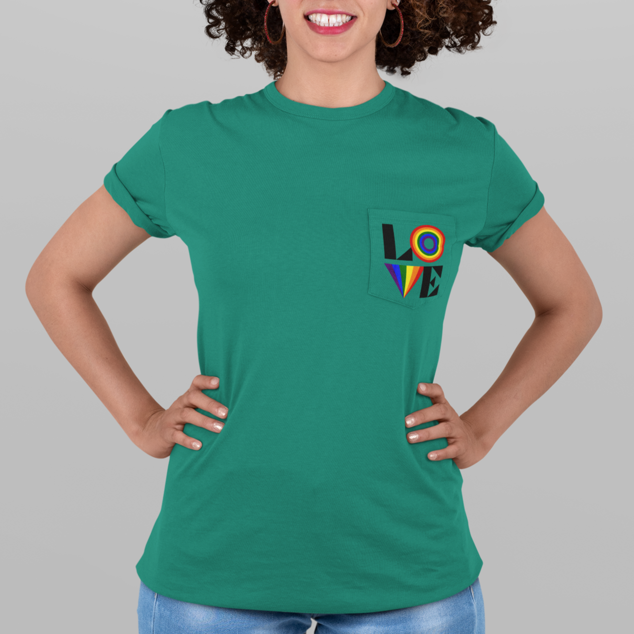 Retro LOVE Gay Pride Unisex Garment-Dyed Pocket T-Shirt in 8n colors