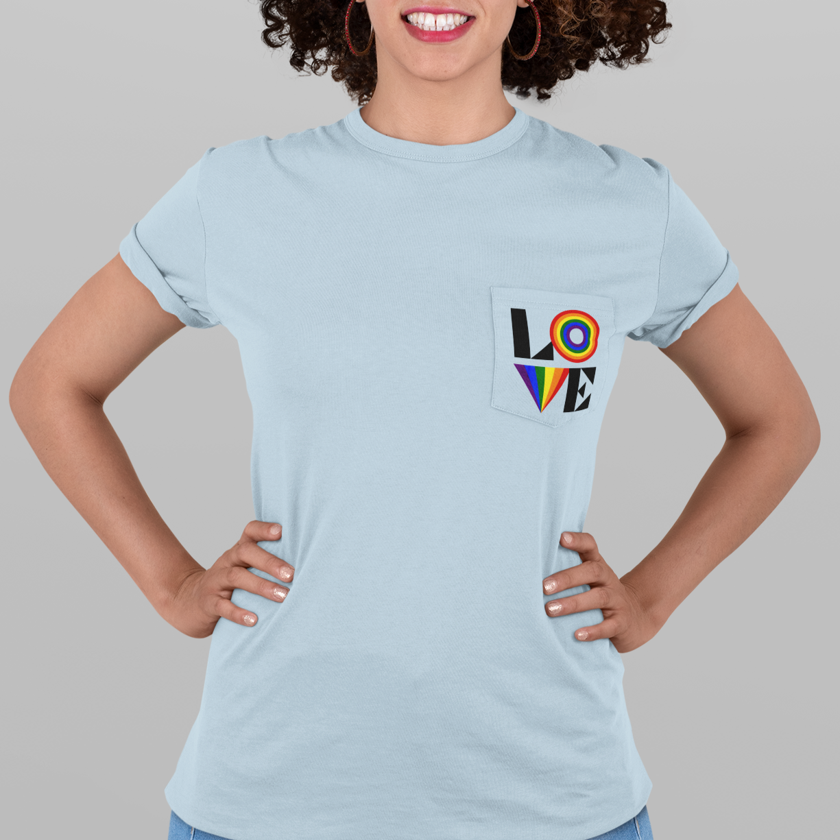 Retro LOVE Gay Pride Unisex Garment-Dyed Pocket T-Shirt in 8n colors