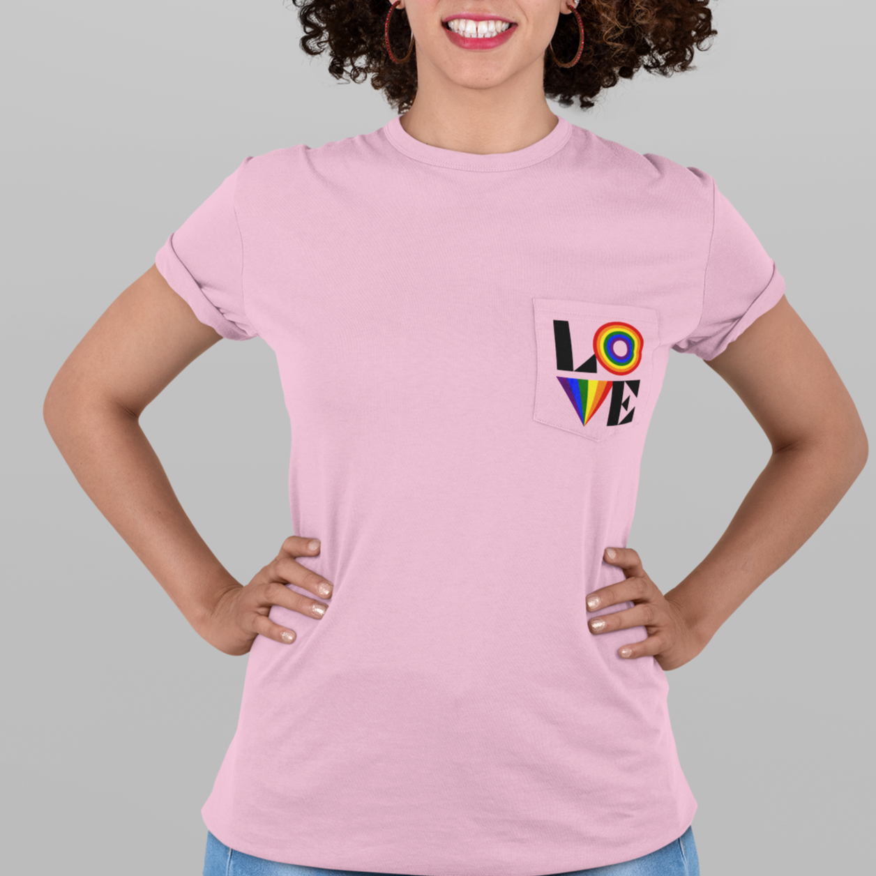 Retro LOVE Gay Pride Unisex Garment-Dyed Pocket T-Shirt in 8n colors