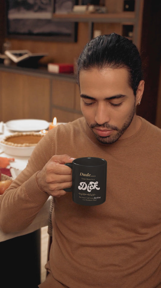 Personalized Funny Boss Black Mug, 15oz—a sophisticated choice for your beverage indulgence.