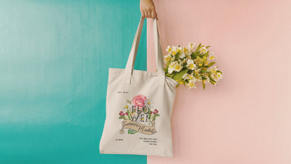 Personalized Blooms & Bliss Tote: Elevate Your Farmers Market Experience with Self-Care in Every Carry-100% Cotton Canvas Tote Bag