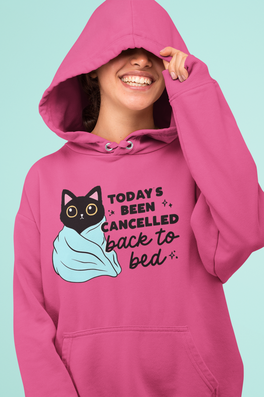 Cozy Cat Hoodie Todays Been Cancelled Perfect Gift for Introverts Gildan Unisex 18500