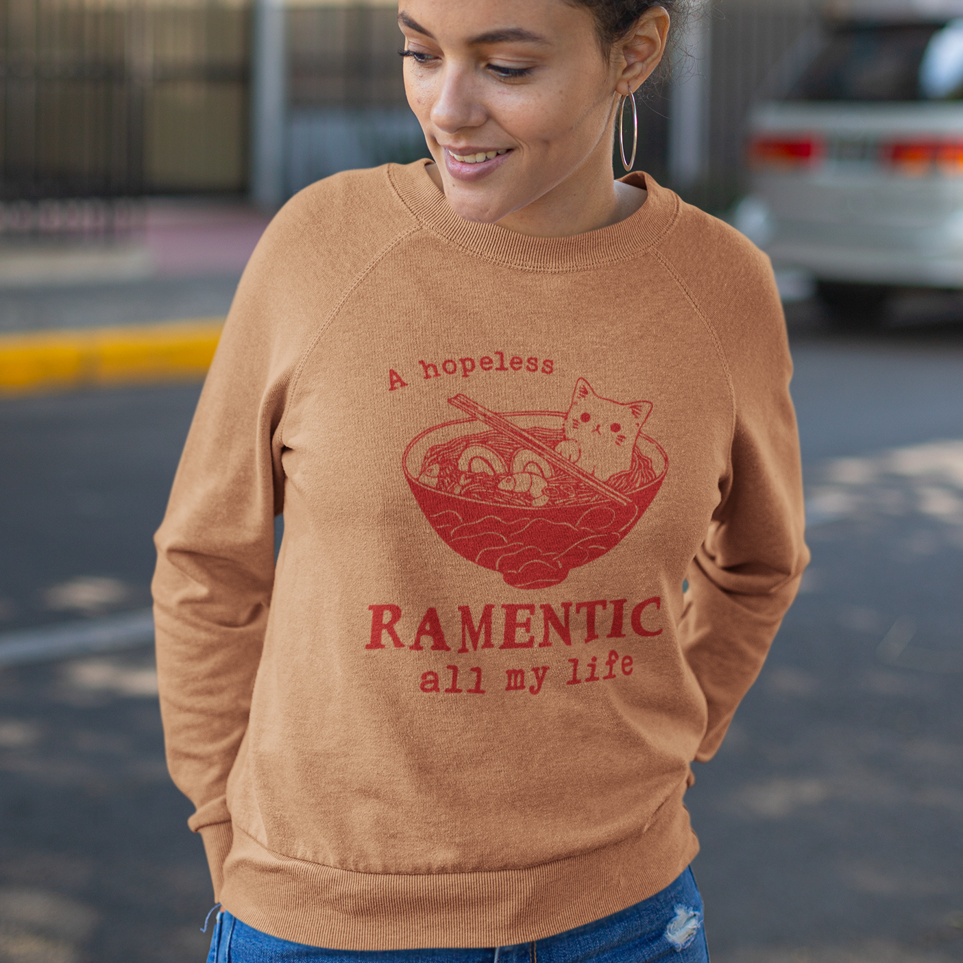 Hopeless Ramentic Cat Lightweight Sweatshirt - Comfort Colors Unisex Sweatshirt in 7 Colors