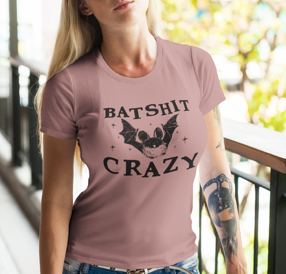 Batshit Crazy Womens Cut Tee Bella Canvas Fall Collection | Funny Halloween Shirt