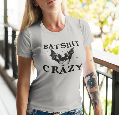 Batshit Crazy Womens Cut Tee Bella Canvas Fall Collection | Funny Halloween Shirt