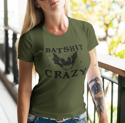 Batshit Crazy Womens Cut Tee Bella Canvas Fall Collection | Funny Halloween Shirt