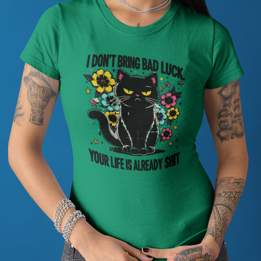 Grumpy Black Cat T-Shirt Enthusiasts - Embrace the Sass! Unisex Jersey Short Sleeve Tee