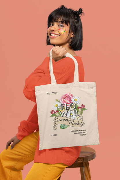 Personalized Blooms & Bliss Tote: Elevate Your Farmers Market Experience with Self-Care in Every Carry-100% Cotton Canvas Tote Bag