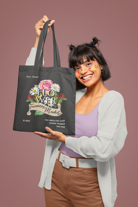 Personalized Blooms & Bliss Tote: Elevate Your Farmers Market Experience with Self-Care in Every Carry-100% Cotton Canvas Tote Bag