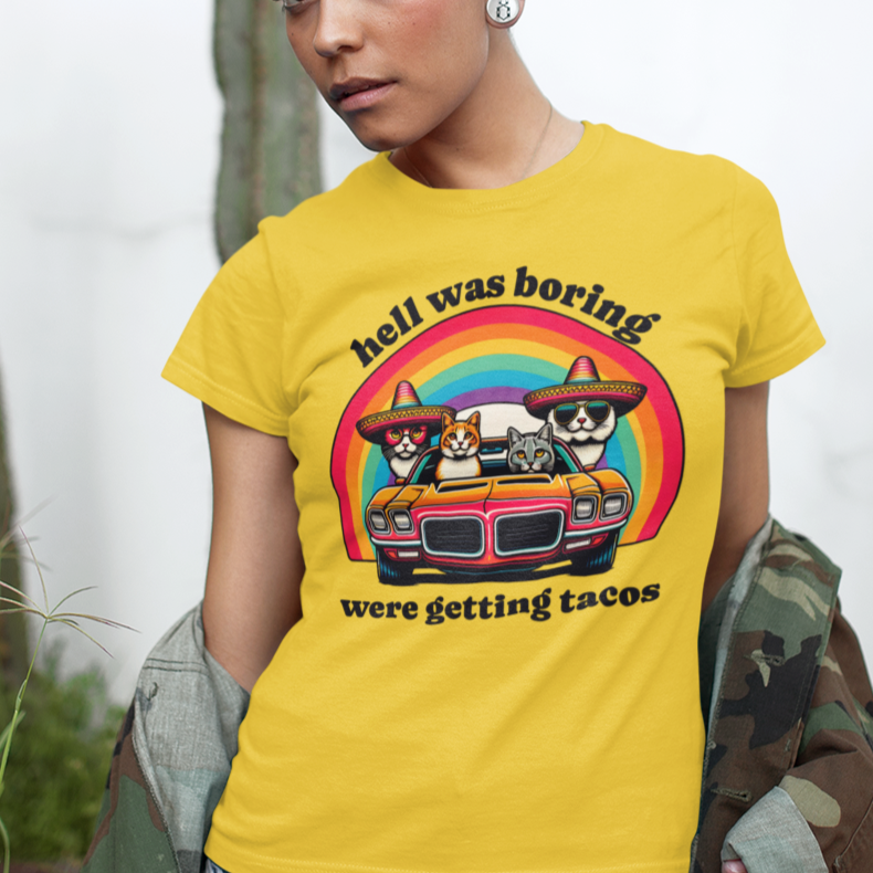 Hell Was Boring Kittens in Trans Am Sombrero Shirt | Cinco De Mayo Fun Tee