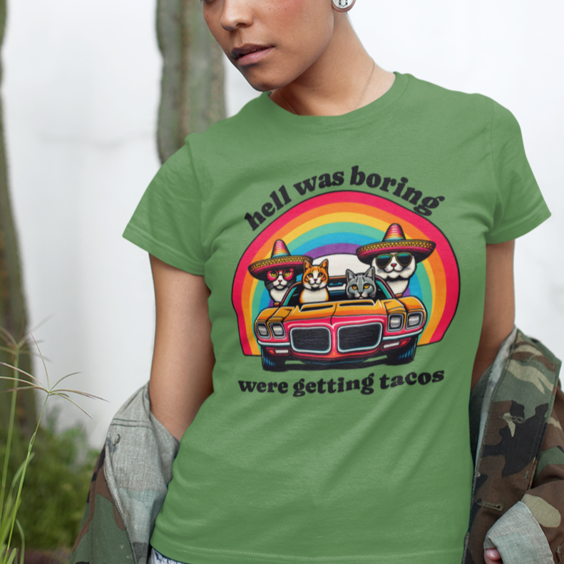 Hell Was Boring Kittens in Trans Am Sombrero Shirt | Cinco De Mayo Fun Tee