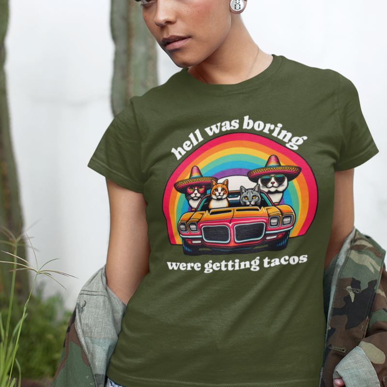 Hell Was Boring Kittens in Trans Am Sombrero Shirt | Cinco De Mayo Fun Tee