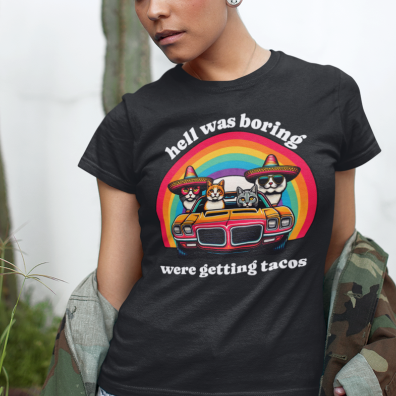 Hell Was Boring Kittens in Trans Am Sombrero Shirt | Cinco De Mayo Fun Tee