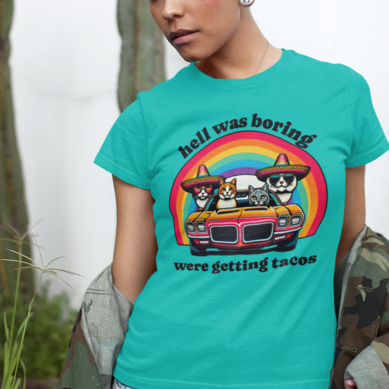 Hell Was Boring Kittens in Trans Am Sombrero Shirt | Cinco De Mayo Fun Tee